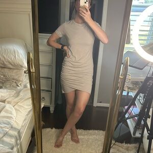 Short Sleeve tulip trim light grey t shirt body con mini dress from Vici Dolls